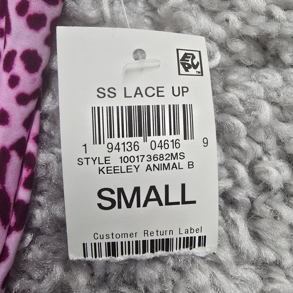 INC International Concepts Top Womens S Pink Animal Print Lace-Up Party Clubwear - Picture 6 of 12